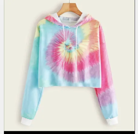 Hooded Casual Long Sleeved Tie Dye Printed Thin Sweatshirt Pink - Shop at LoveMi