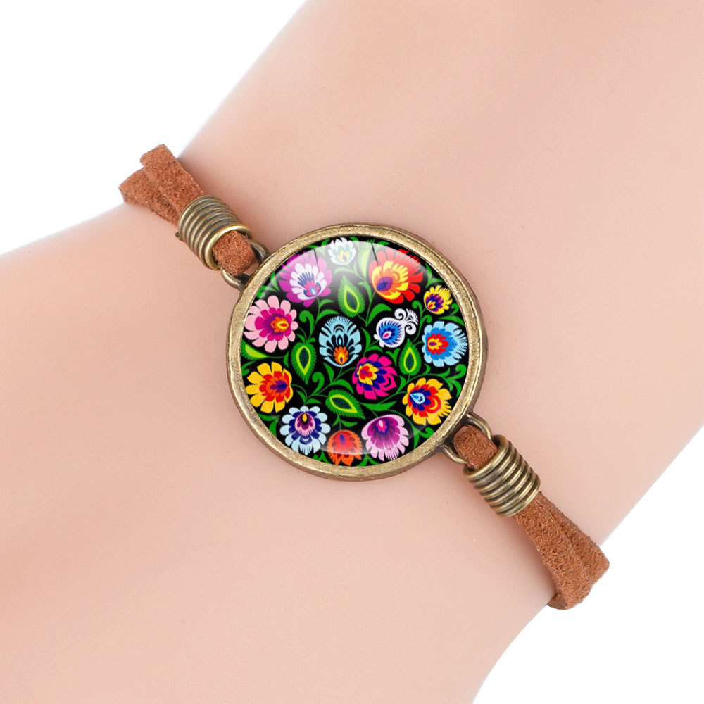 Polish Folk Art Vintage Korean Velvet Time Gem Bracelet