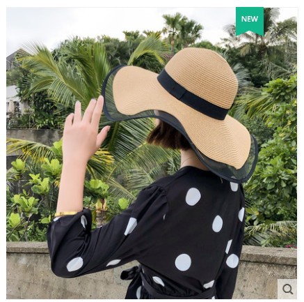 Title 4, Straw Hat Lady Fashion Woven Organza Sunshade Hat