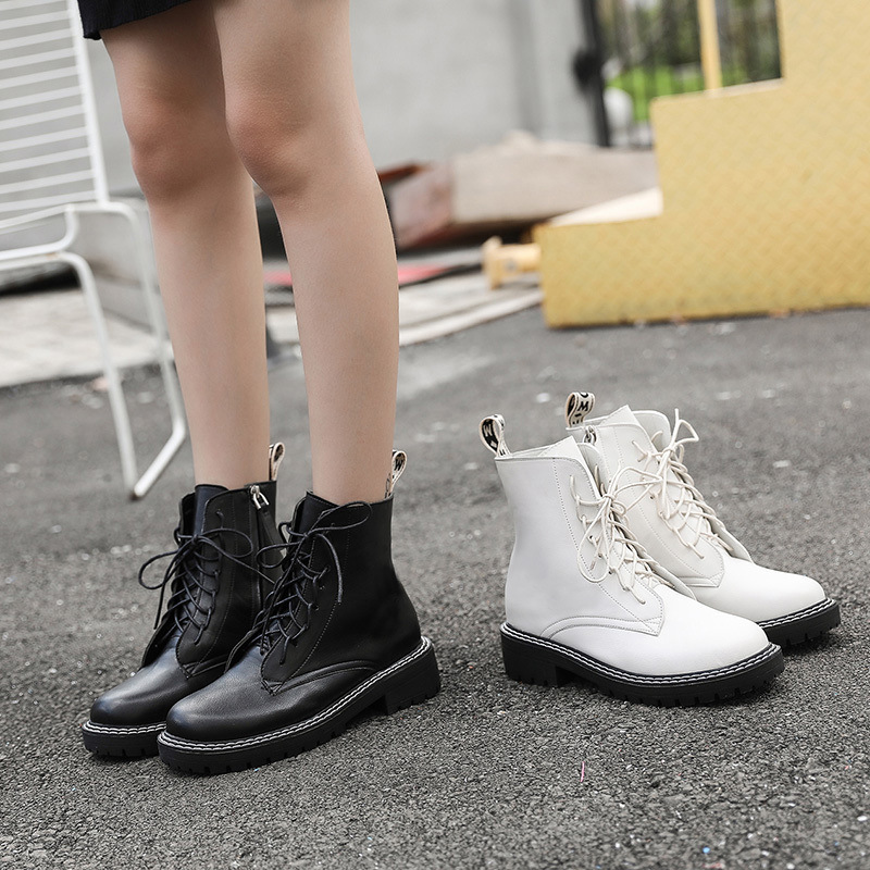 All-match Handsome Motorcycle Thick Heel Martin Boots Women
