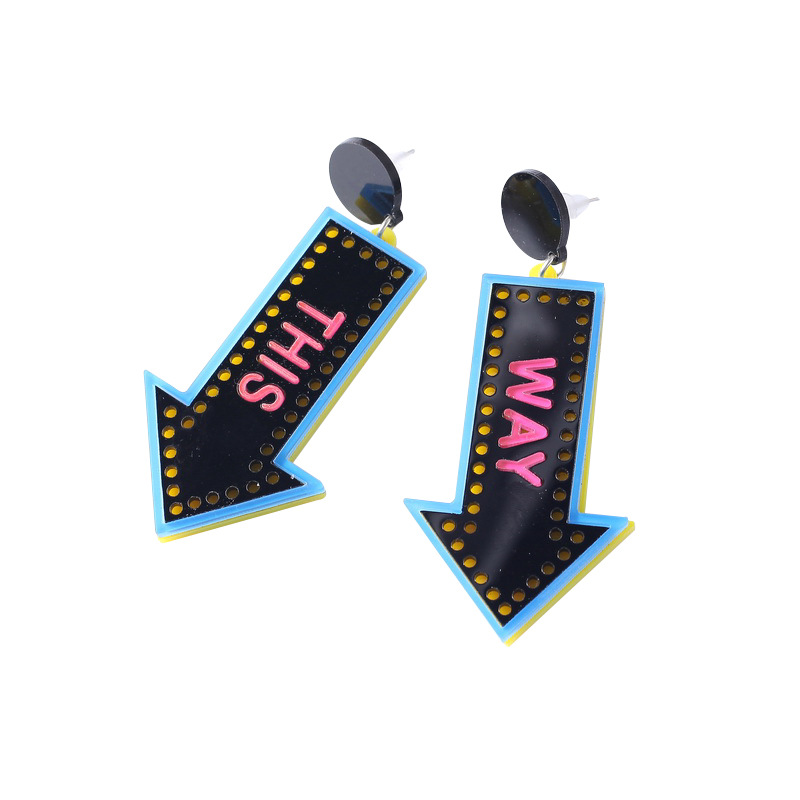 Japanese and Korean Letter Arrow Personalized Earrings Earrings  Ear Clips