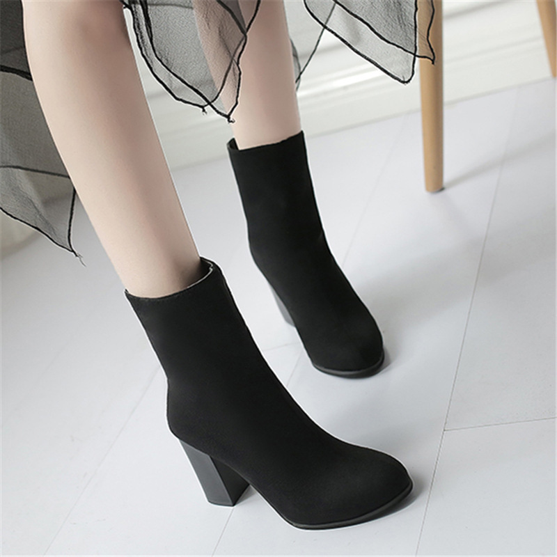 Back Zipper Pointed Toe Casual Mid-tube Women's Boots