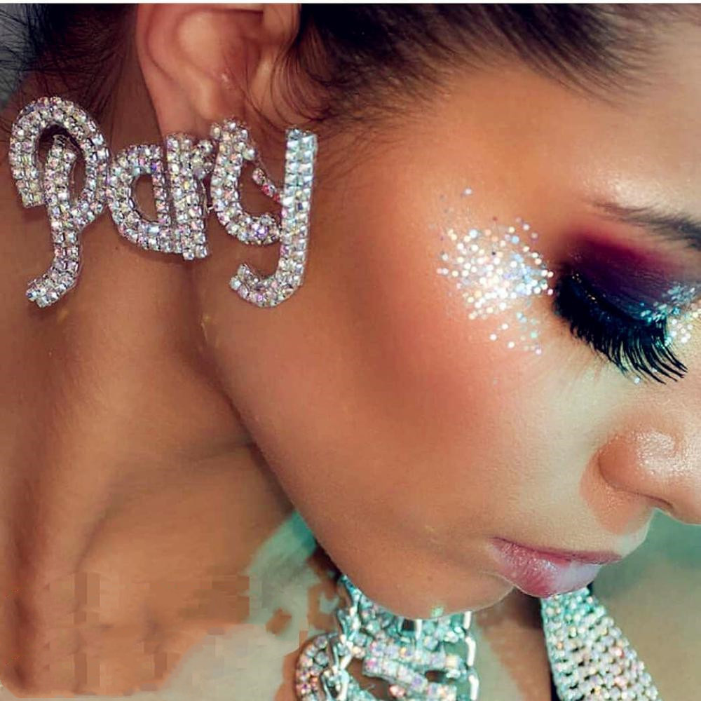 Alloy Diamond Full Diamond Gold Japanese And Korean Trend Personality Earrings