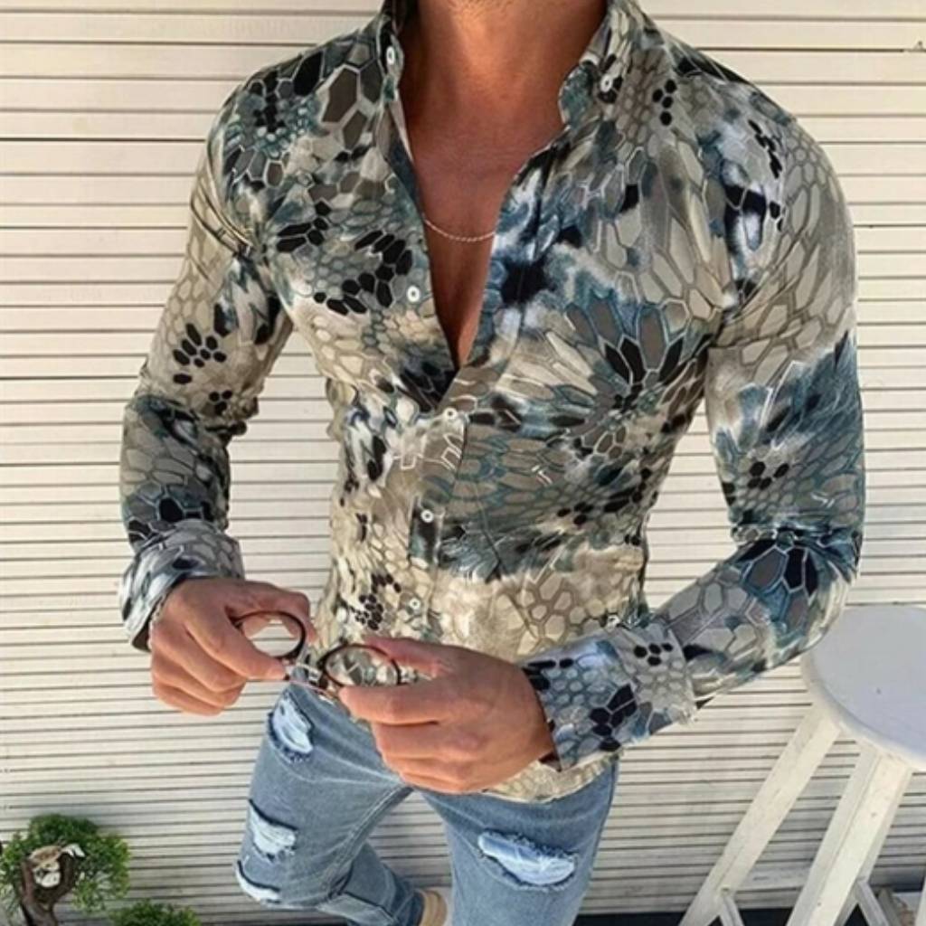 Men's Lapel Casual Printed Shirt