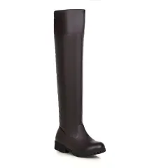 Stretch Over The Knee Boots Women's Thick Heel Long Boots - Brown - View 1
