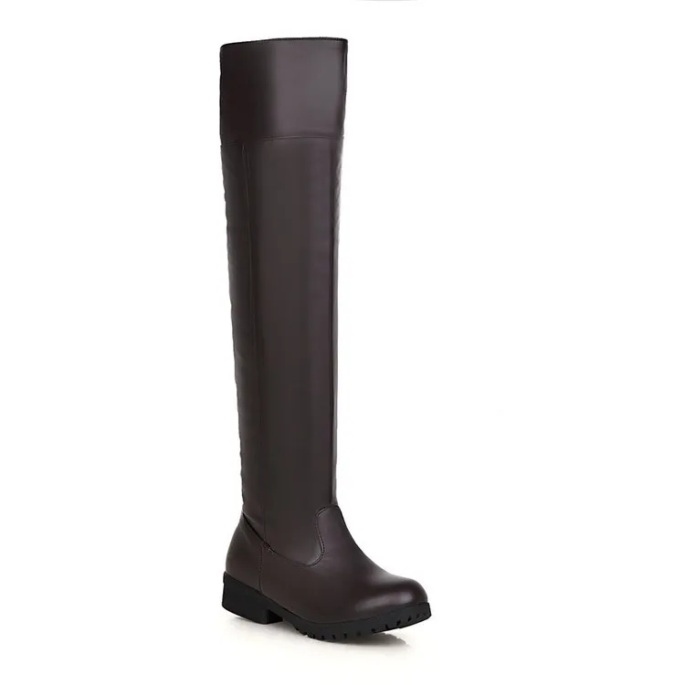 Stretch Over The Knee Boots Women's Thick Heel Long Boots - Brown