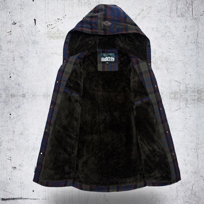 Title 2, Plush Padded Plaid Hooded Shirt