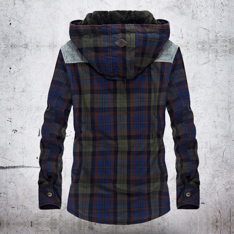 Title 3, Plush Padded Plaid Hooded Shirt