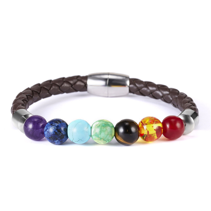 Seven Chakra Bracelet Natural Stone Magnetic Buckle Beaded