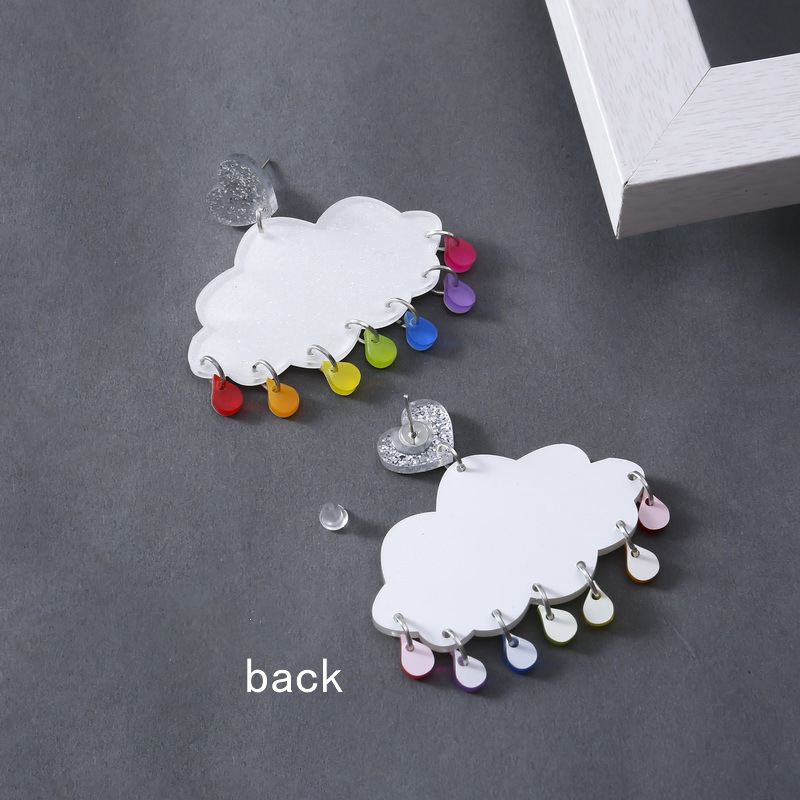 Tide Brand Candy Glitter Cloud Color Raindrop Drop Earrings