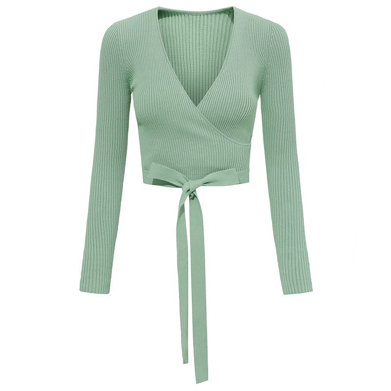 European And American Style Sexy Cross V-neck Tie Sweater