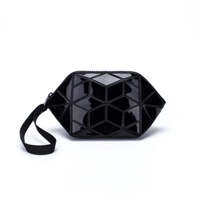 Geometri Rhombus Cosmetic Bag Shell Color Changing Clutch Black - Shop at LoveMi
