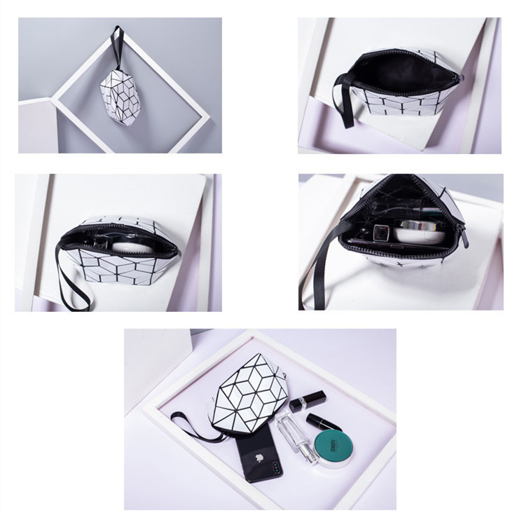 Geometri Rhombus Cosmetic Bag Shell Color Changing Clutch