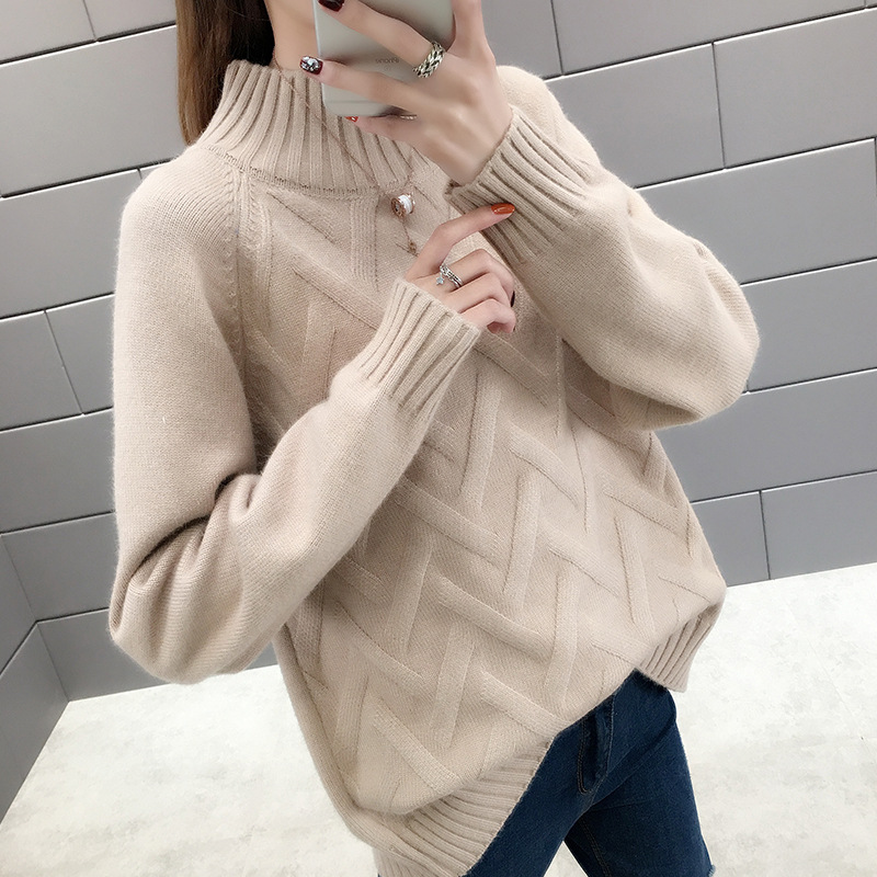 Title 5, New Lazy Style Sweater Women Half High Neck Aut...