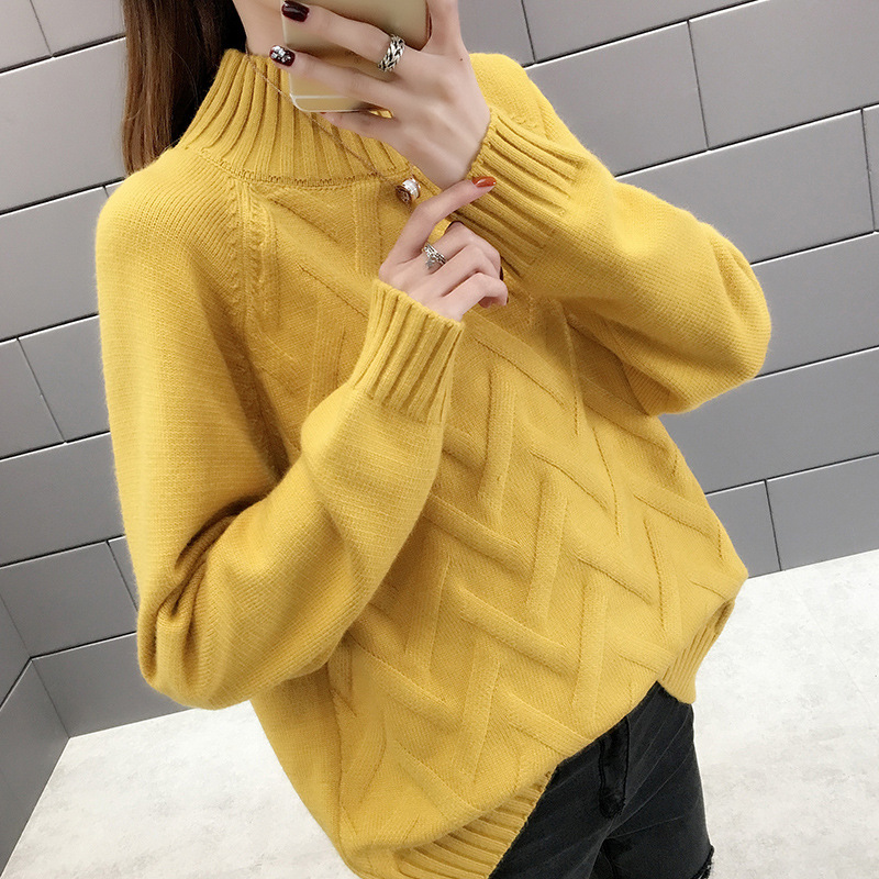 Title 4, New Lazy Style Sweater Women Half High Neck Aut...