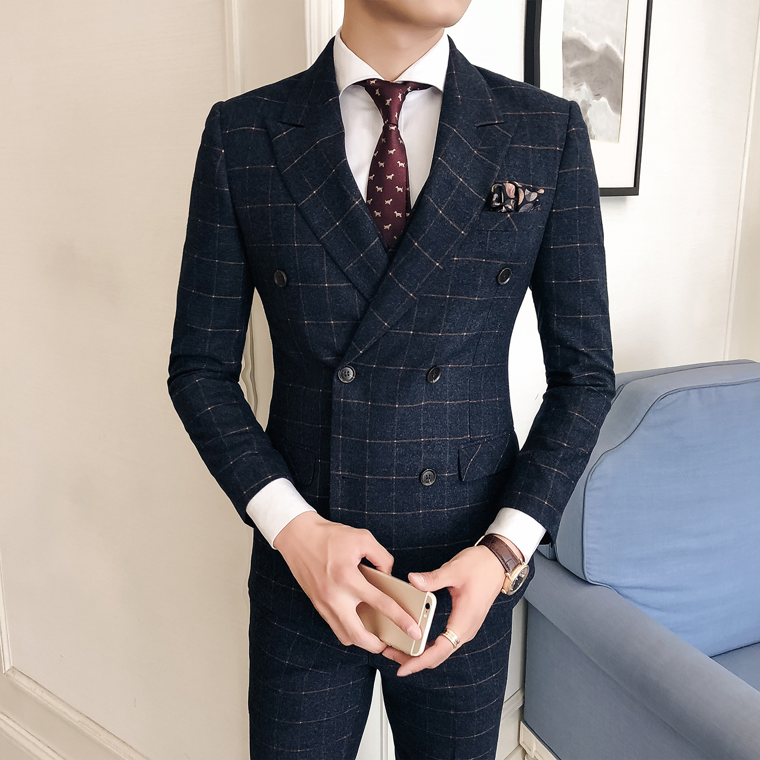 Title 6, Hair Stylist Suit Three-Piece Korean Style Men