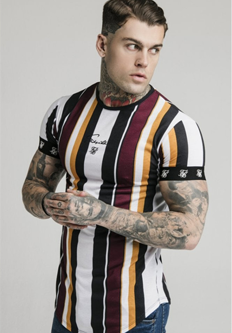 Hip Hop Striped Outdoor Sports Short Sleeve Printed T-shirt