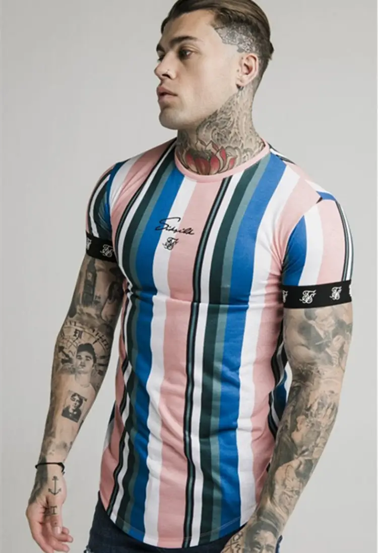 Hip Hop Striped Outdoor Sports Short Sleeve Printed T-shirt