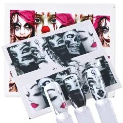 Black and White Color Skull Element Set Nail Stickers - View 1