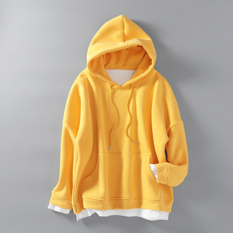 Title 1, Plus Velvet Thick Loose Fake Two-piece Hooded S...