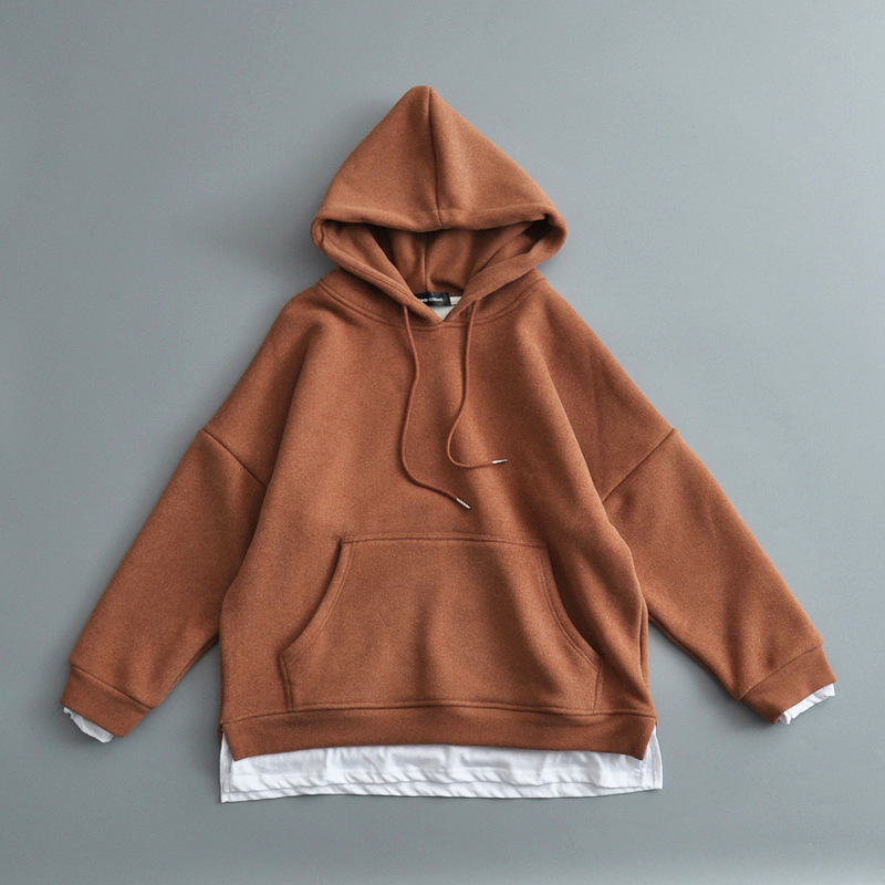 Title 2, Plus Velvet Thick Loose Fake Two-piece Hooded S...