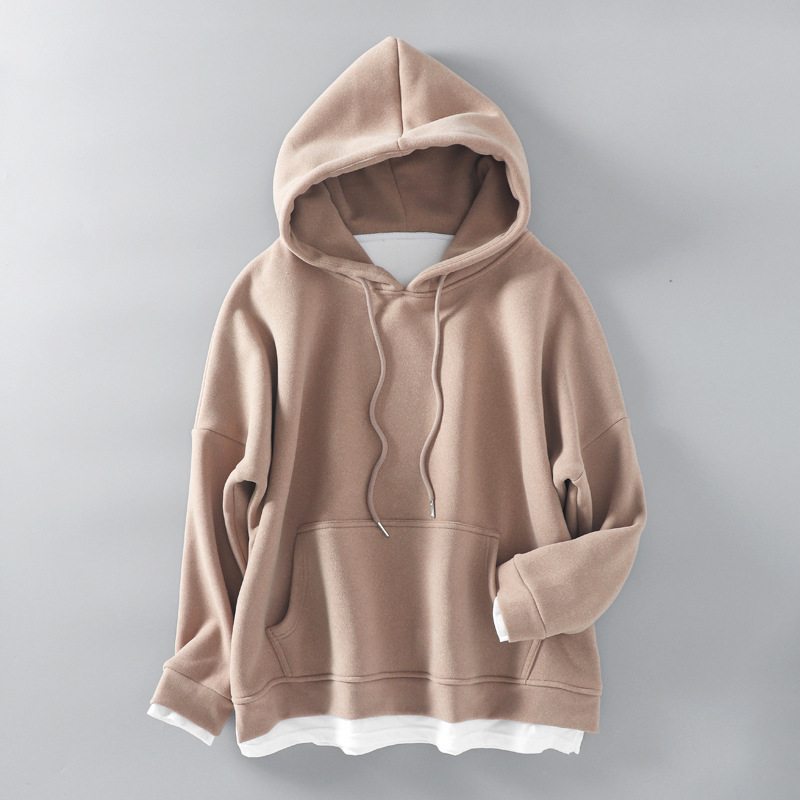 Title 15, Plus Velvet Thick Loose Fake Two-piece Hooded S...