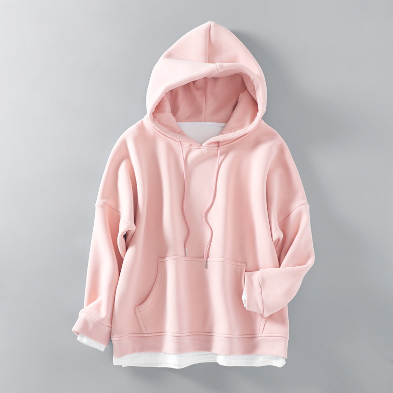 Title 9, Plus Velvet Thick Loose Fake Two-piece Hooded S...