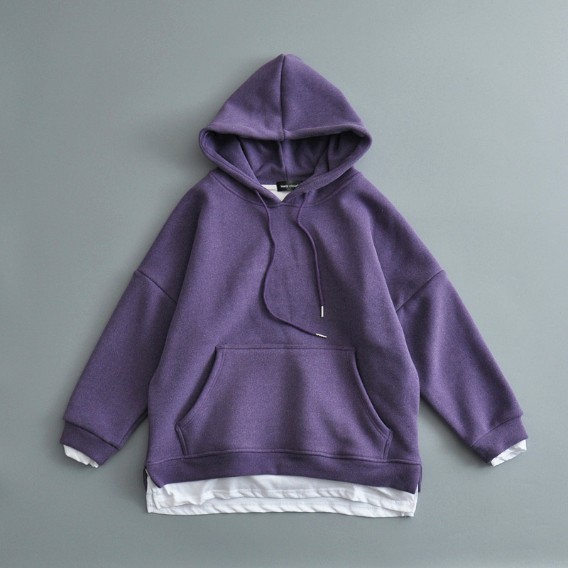 Title 5, Plus Velvet Thick Loose Fake Two-piece Hooded S...