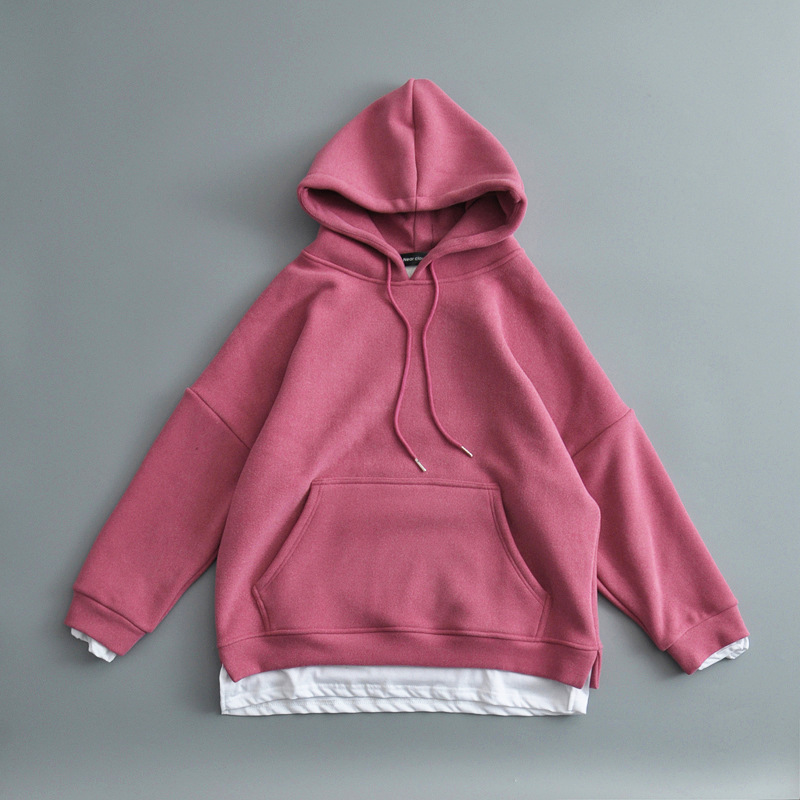 Title 4, Plus Velvet Thick Loose Fake Two-piece Hooded S...