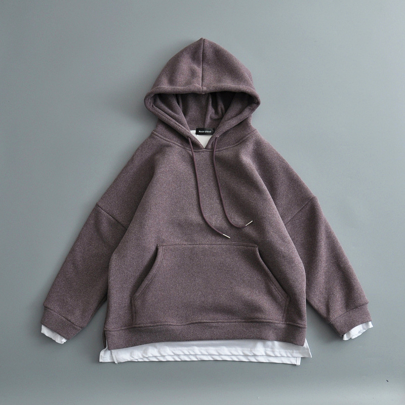 Title 10, Plus Velvet Thick Loose Fake Two-piece Hooded S...