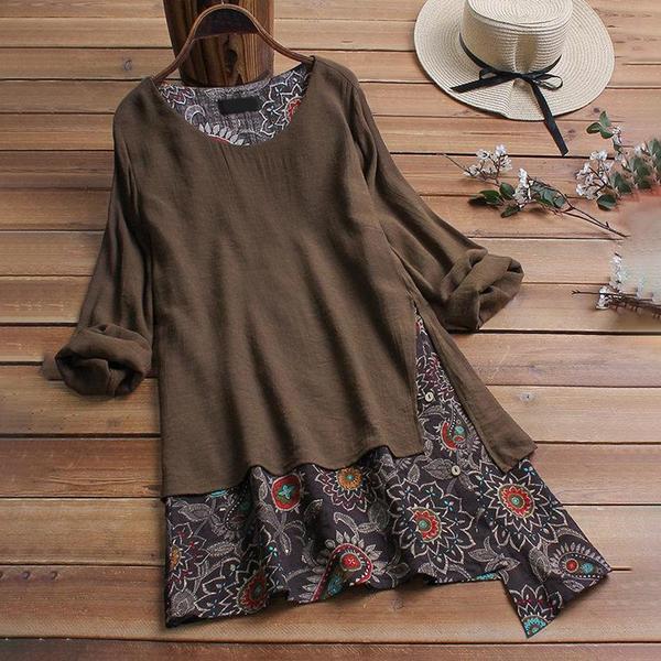 European And American Summer New Retro Printing Fake Two-Piece Suit