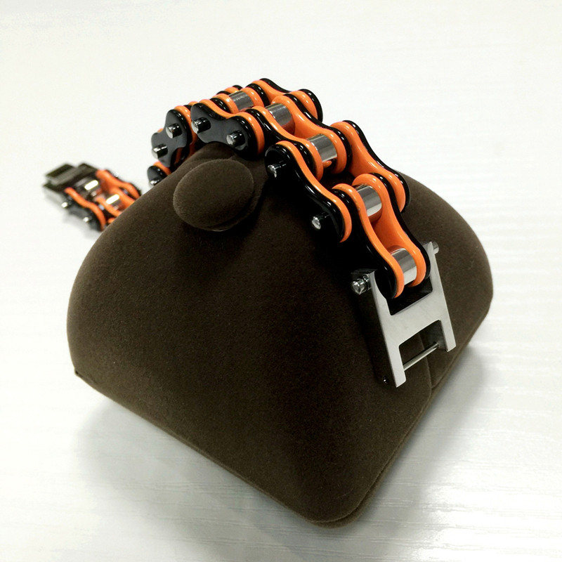 European and American Popular Orange Black Stainless Steel Bicycle Bracelet