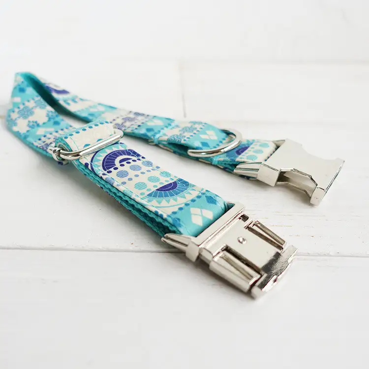 Pet Blue Flower Collar Handmade Dog Collar