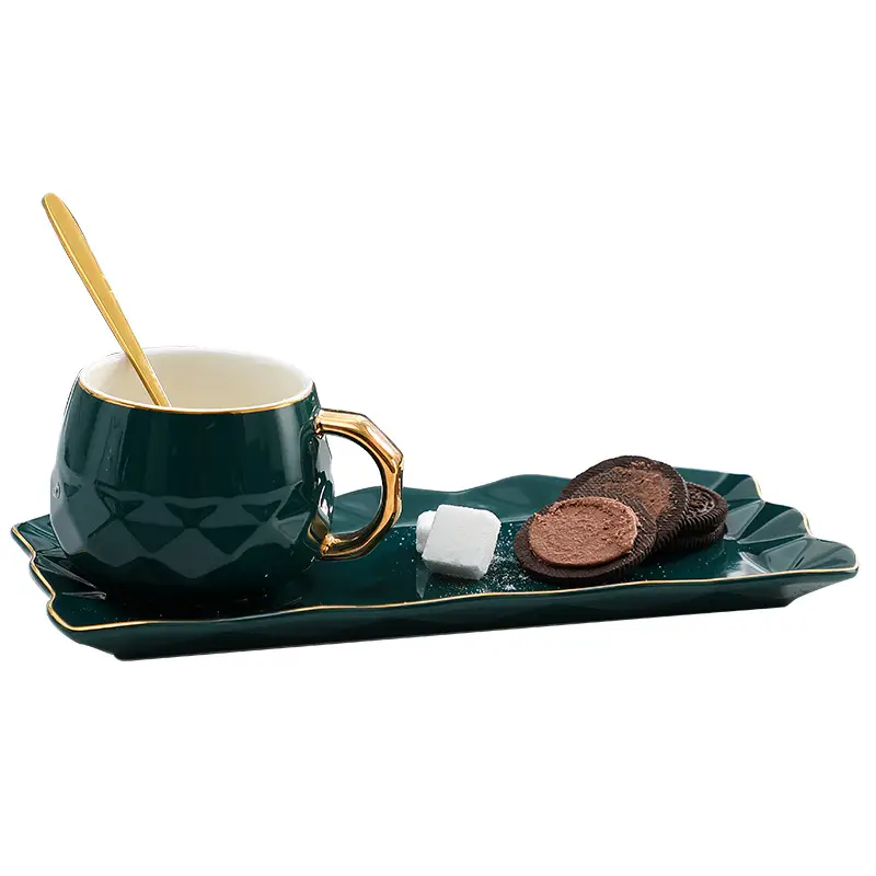 Creative Gold Painted European Ceramic Coffee Cup Set