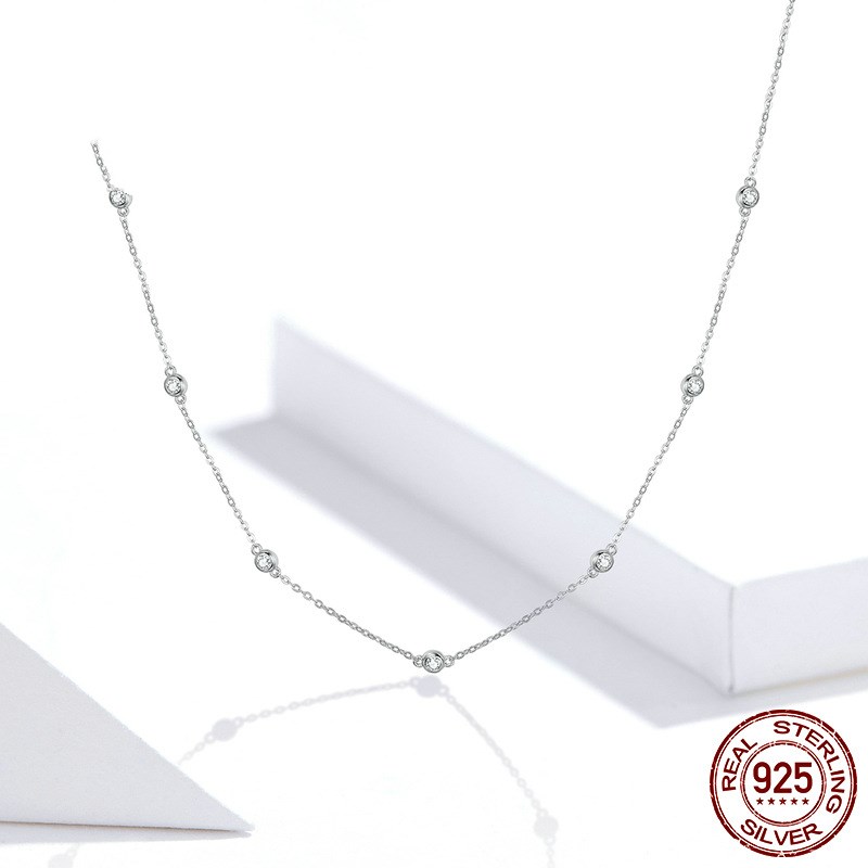 Simple Zircon Necklace Platinum Plated Fashion