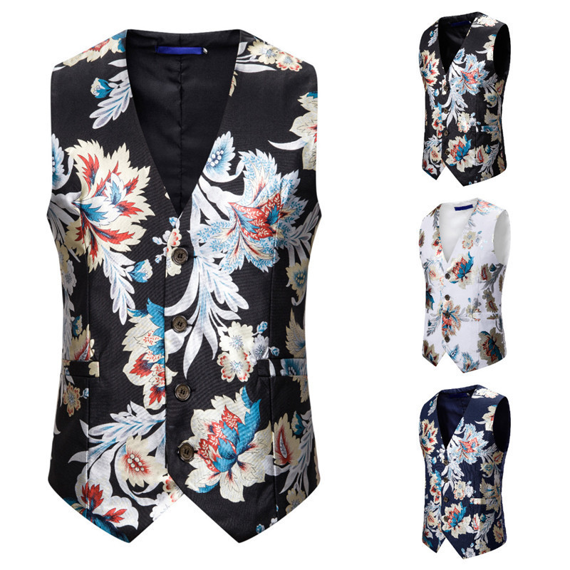 Men's Color Bronzing Print Suit Vest