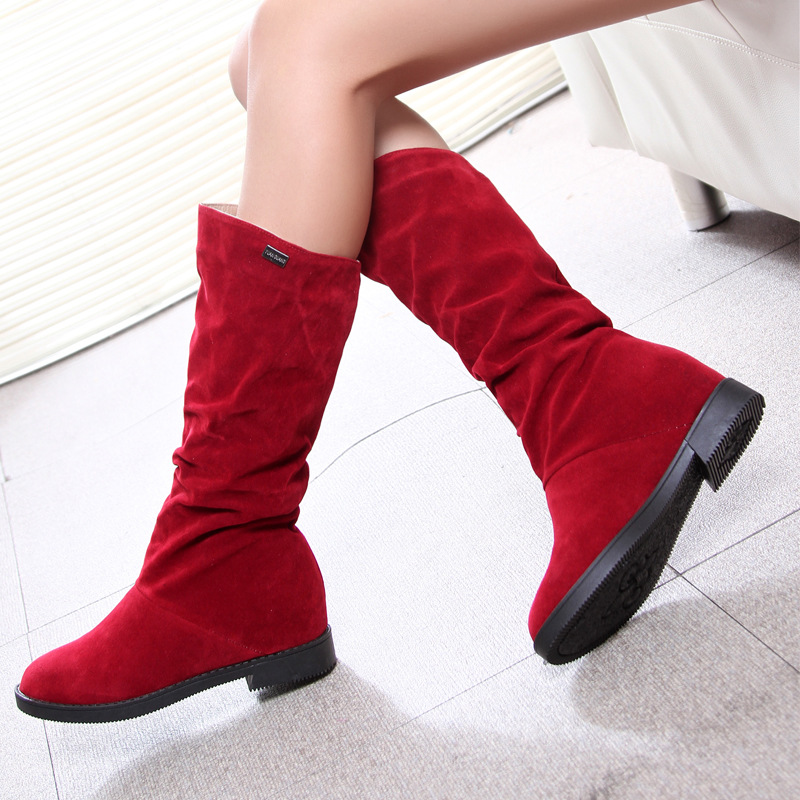 Title 10, Pure Color Inner Heightening And Fleece Boots