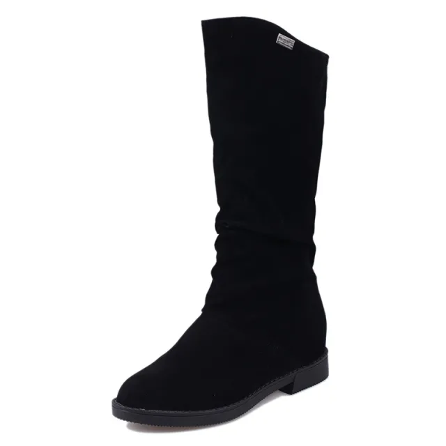 Pure Color Inner Heightening And Fleece Boots Black - Shop at LoveMi