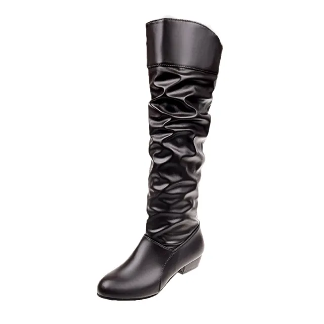 Plus Size Ladies Mid heeled Slim High Boots Brown - Shop at LoveMi
