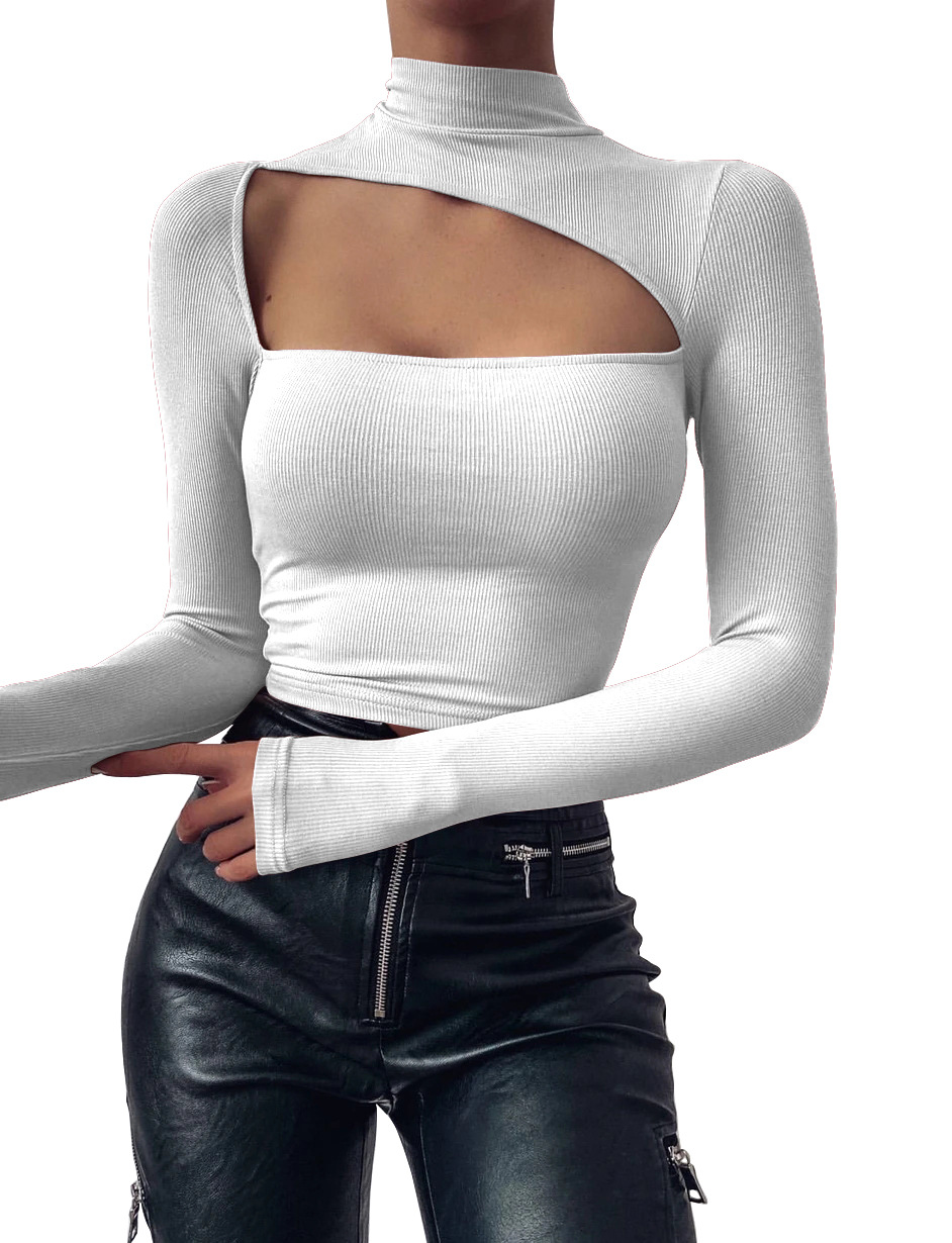European And American Irregular Slim Sexy Long-Sleeved Blouse Women