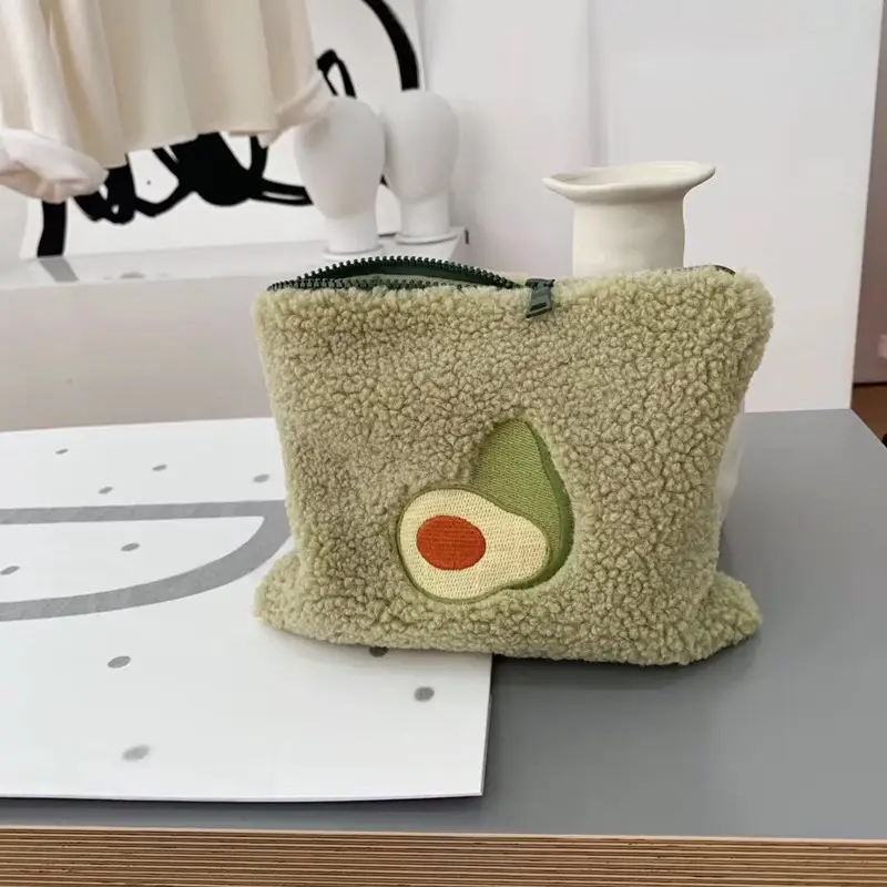 Avocado Lamb Wool Large Capacity Storage Bag