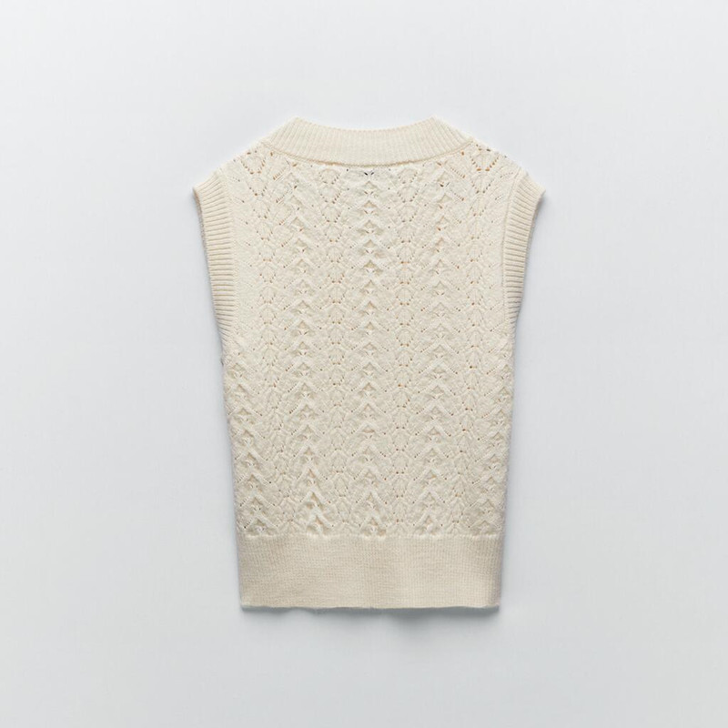 Title 2, Spring New Faux Pearl Inlaid Knitted Vest, a st...