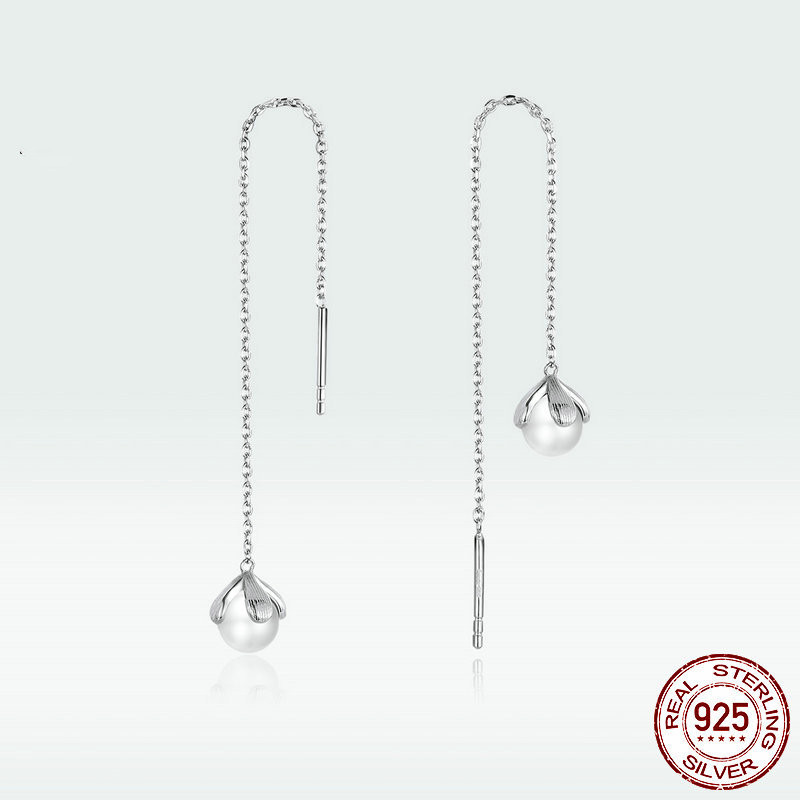 Platinum-Plated Pearl Girls Earrings