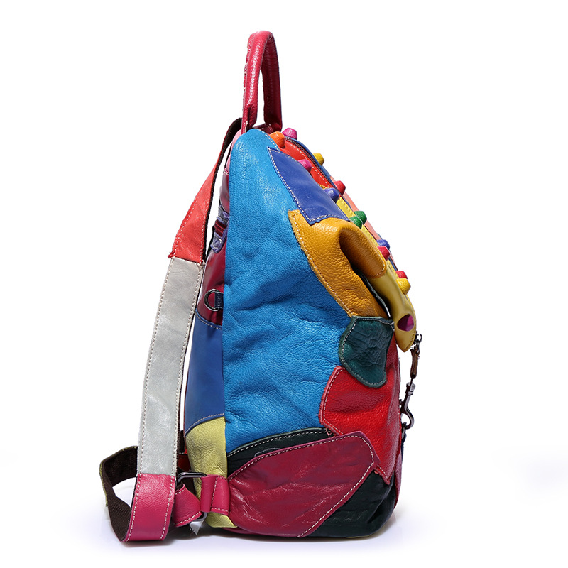 Backpack Cowhide Stitching Fashion Leather Handbags