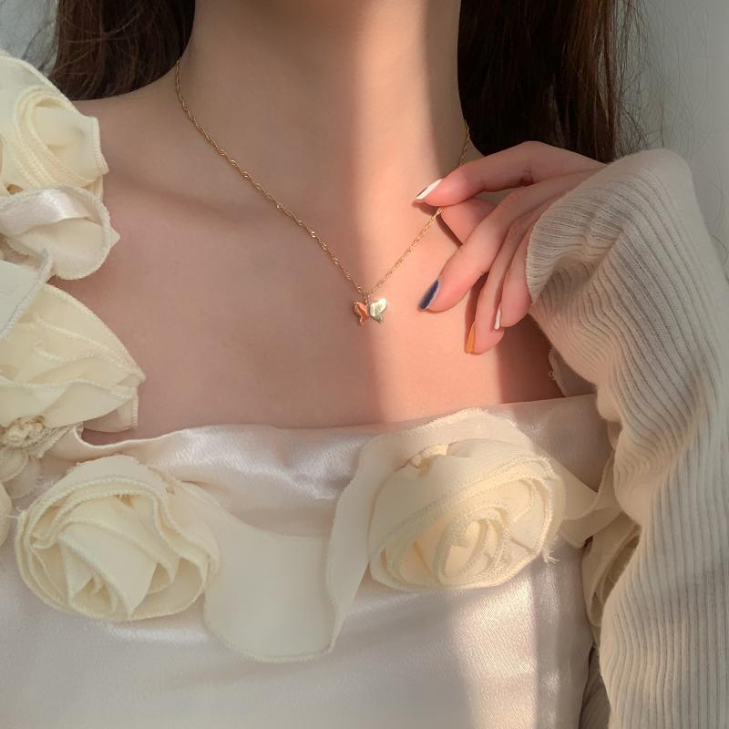 S925 Silver Braided Chain Butterfly Necklace Female Clavicle Chain