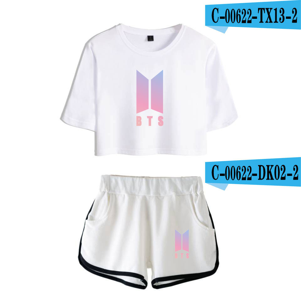 Summer Short-sleeved Shorts With Navel Open, Fashion Casual Women's Suit