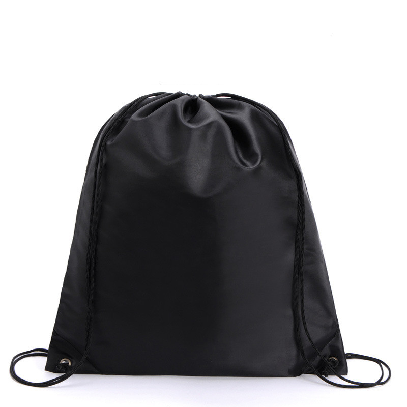 Title 1, Widened and Long Black Drawstring Bag with Doub...