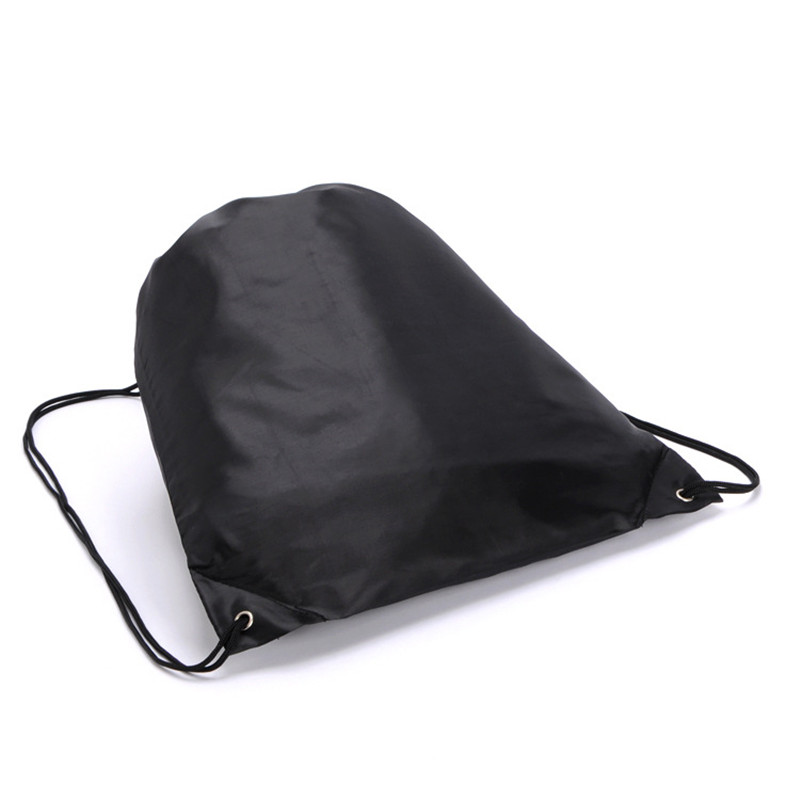 Title 2, Widened and Long Black Drawstring Bag with Doub...