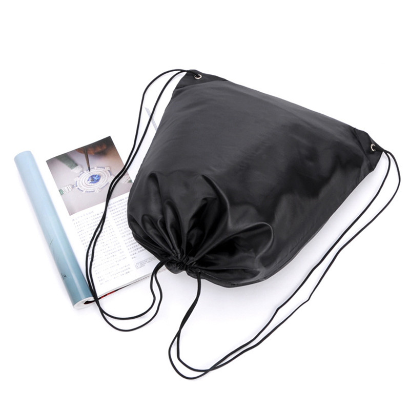 Title 4, Widened and Long Black Drawstring Bag with Doub...