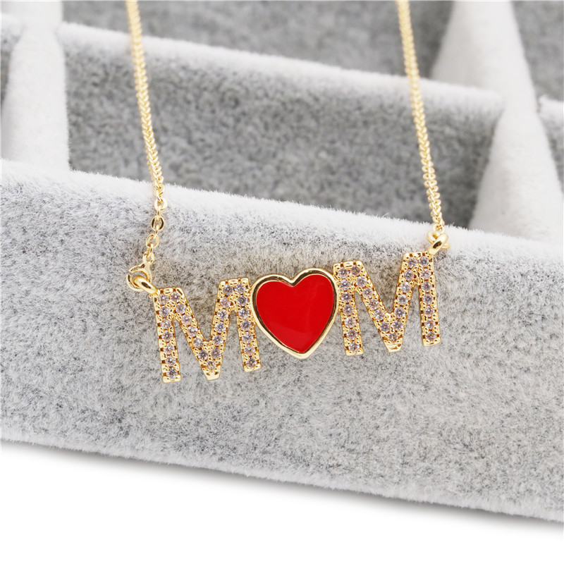 Red Heart Copper Cubic Zirconia Heart Necklace Pendant Long Snake Chain Jewelry Gift